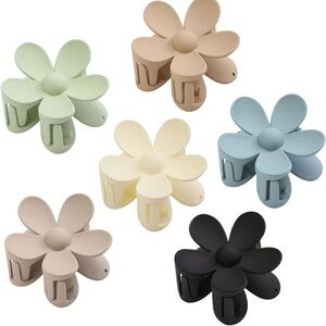 Neutral Pastel Flower Hair Claw Clip-Pack of 6